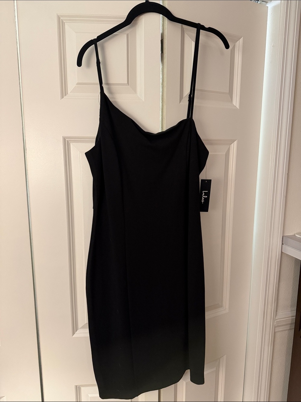 Lulu's Black Mini Slip Dress with Spaghetti Straps